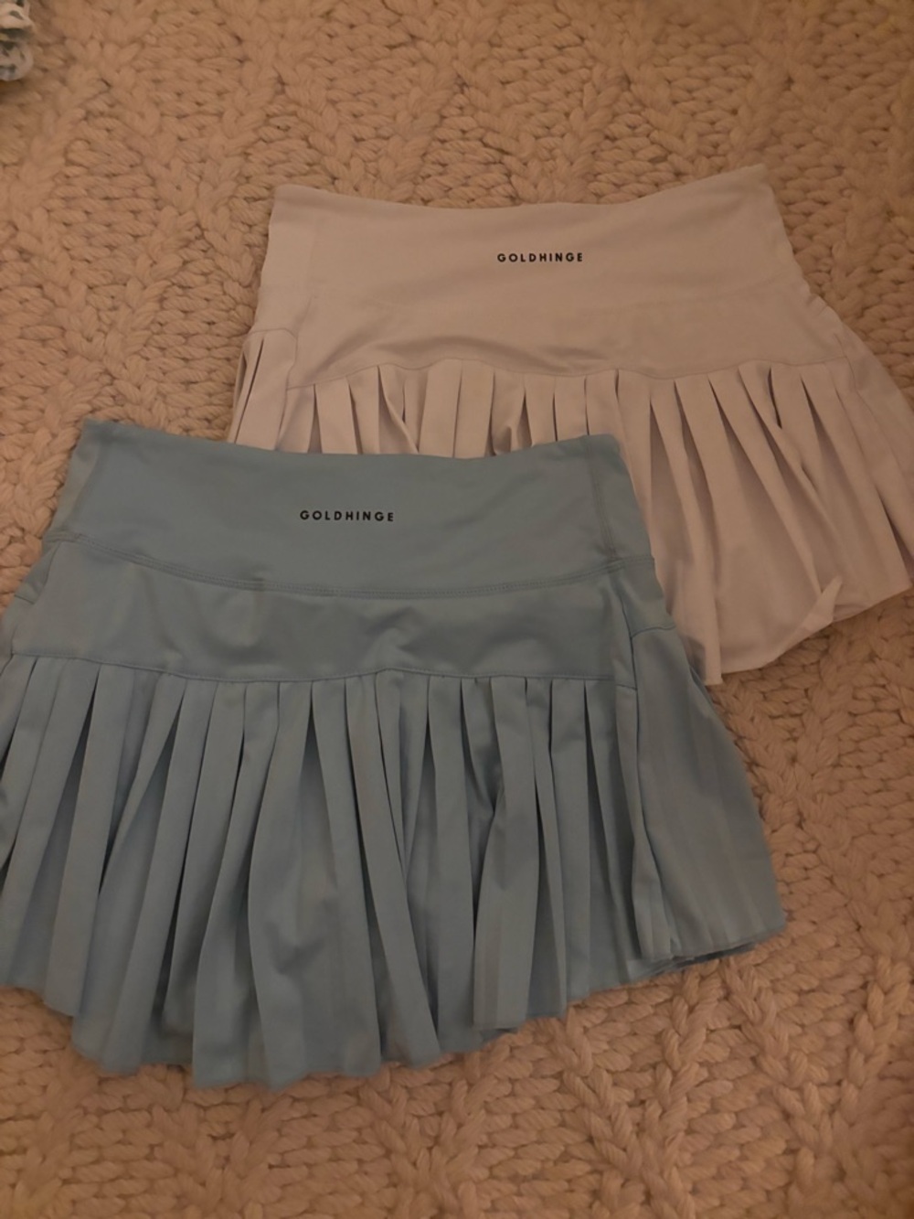 Pleated Mini Skirts in Light Blue and Pale Gray - Picture 2 of 2